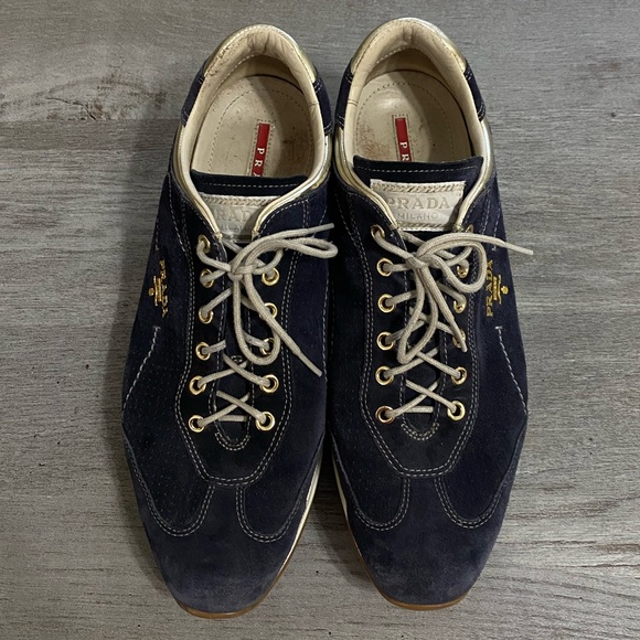 Prada Suede Navy Sneakers Vintage - Picture 2 of 8